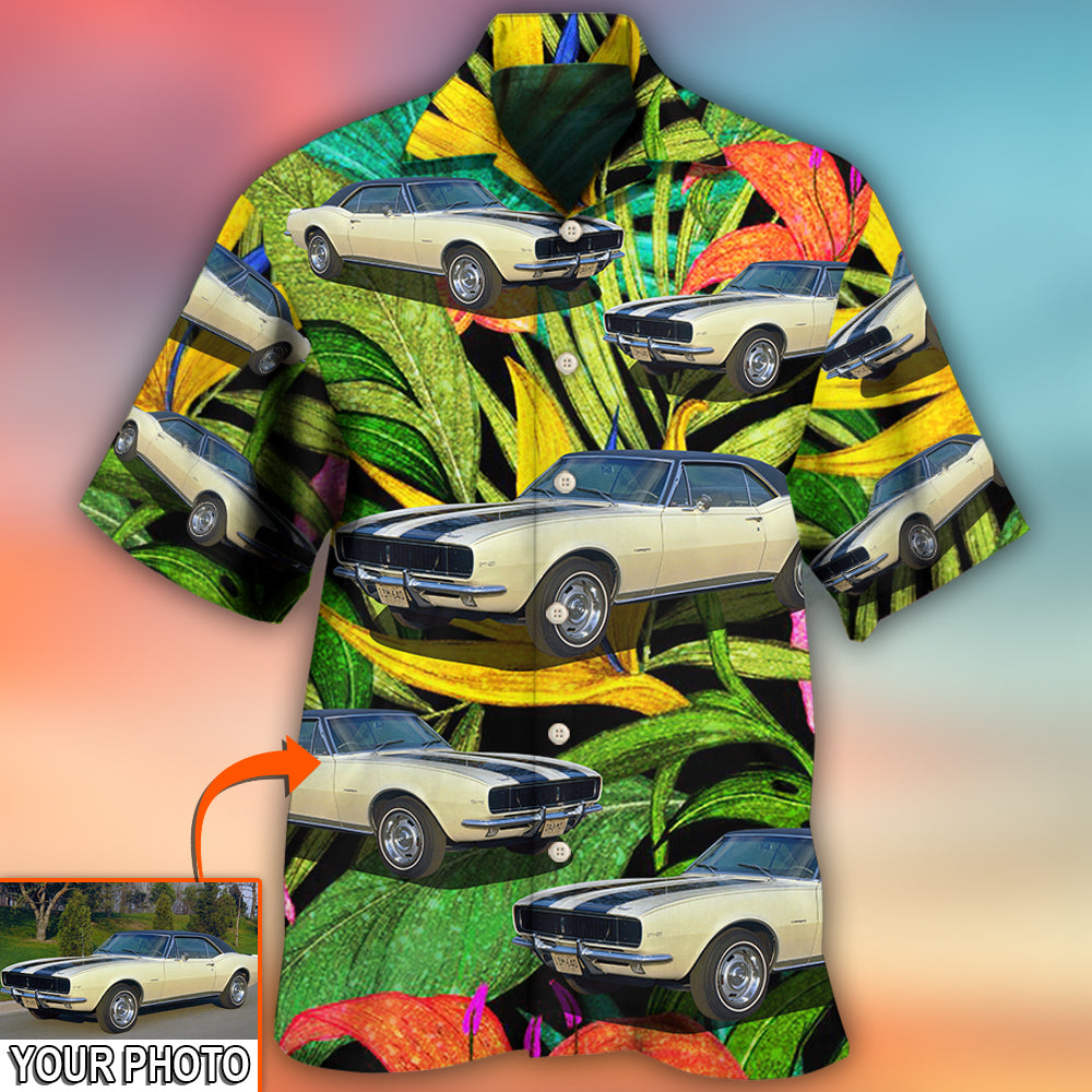 Car Camaro Car Classic Style Tropical Flower Custom Photo - Hawaiian Shirt - Reefox
