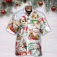 Christmas Santa And Snowman Christmas Happy Together - Hawaiian Shirt - Reefox