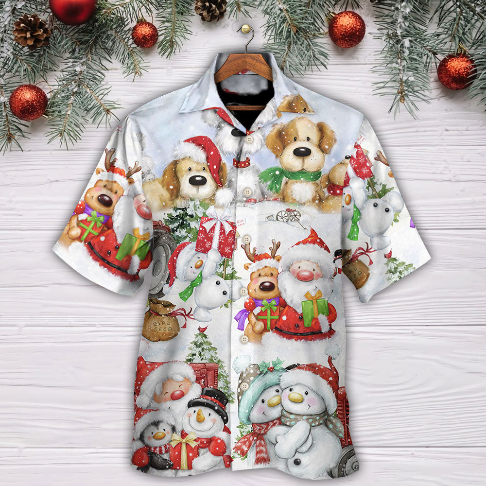 Christmas Santa And Snowman Christmas Happy Together - Hawaiian Shirt - Reefox