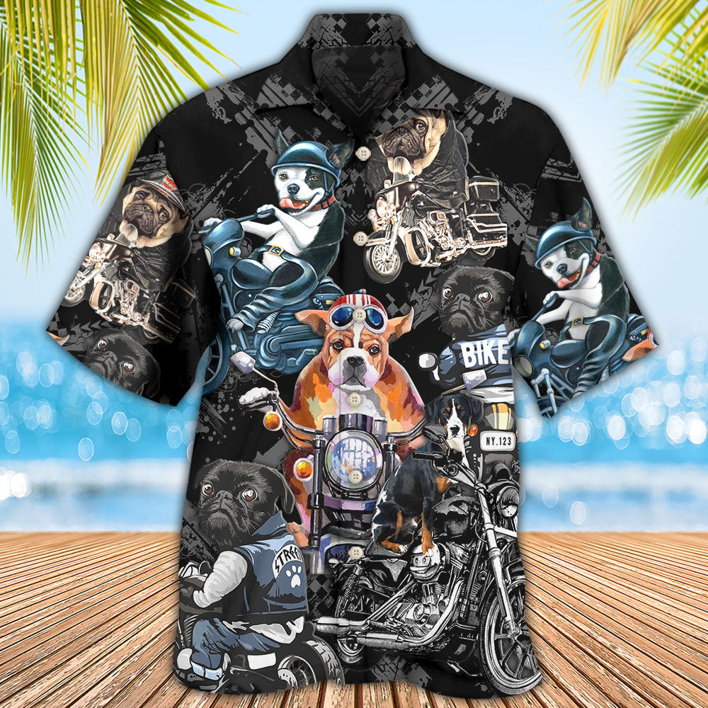 Motorcycle Dog I Like Motorcycles And Dogs - Hawaiian Shirt - Reefox
