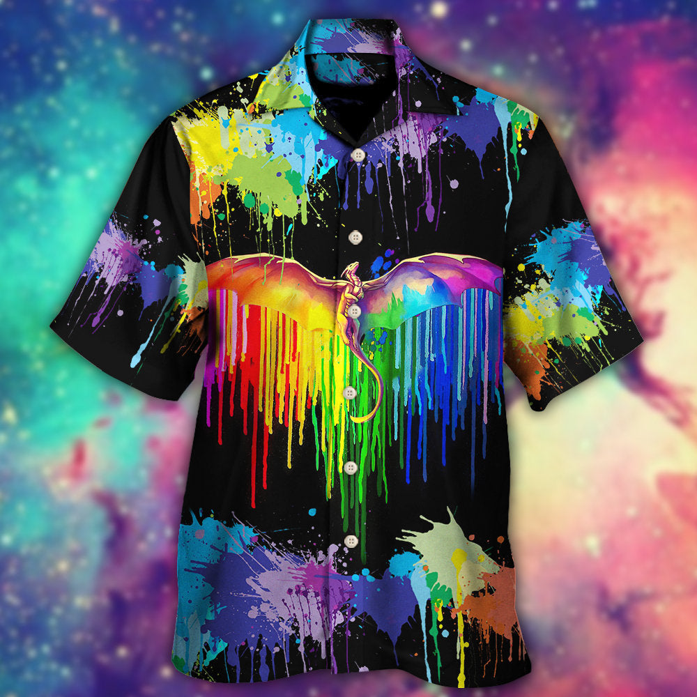 LGBT Pride Dragon The Color Of Happiness - Hawaiian Shirt - Reefox