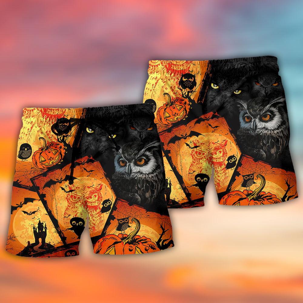 Halloween Owl Pumpkin Scary - Beach Short Reefox - Owls Matrix LTD