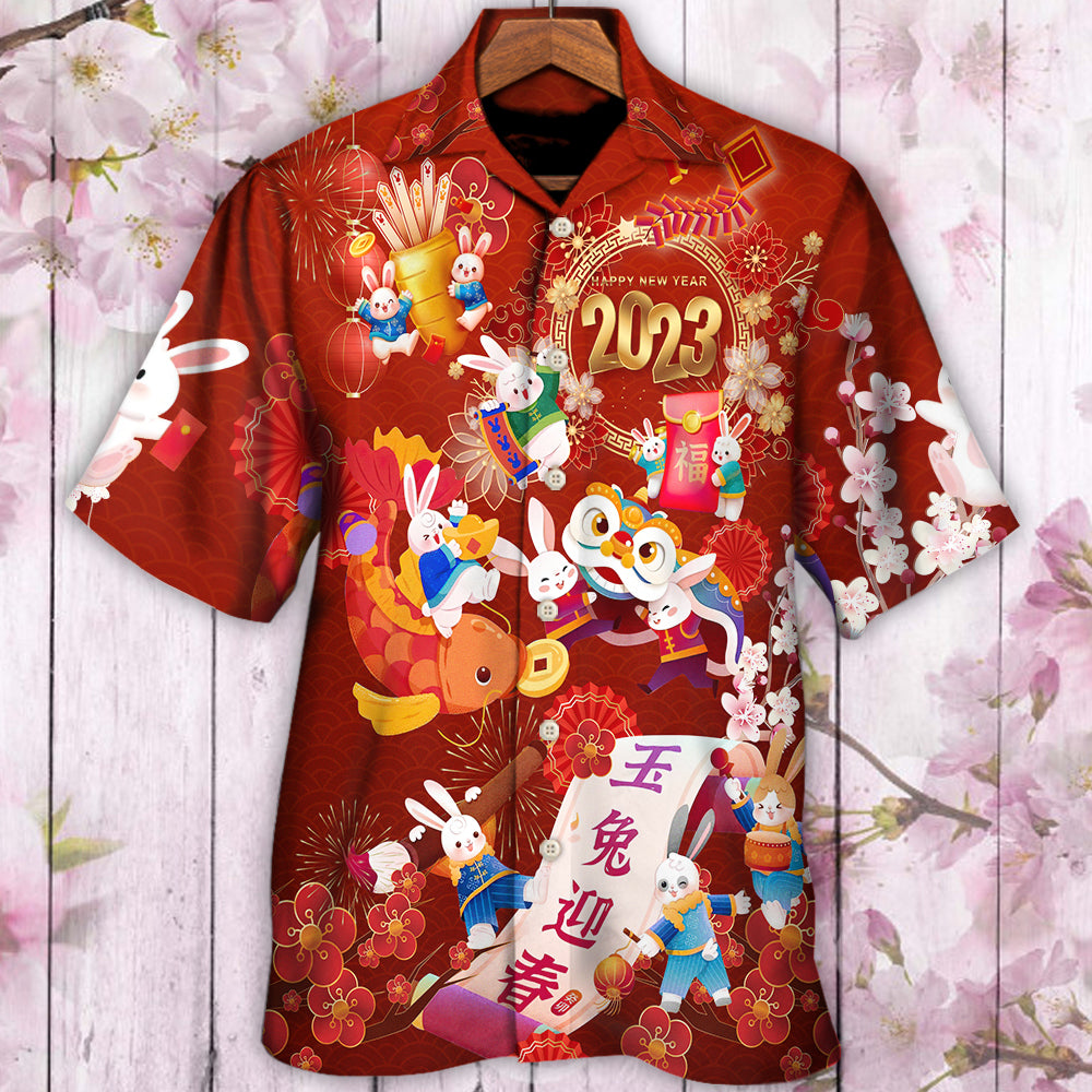 Chinese Lunar Year Rabbit Happy New Year 2023 - Hawaiian Shirt - Reefox
