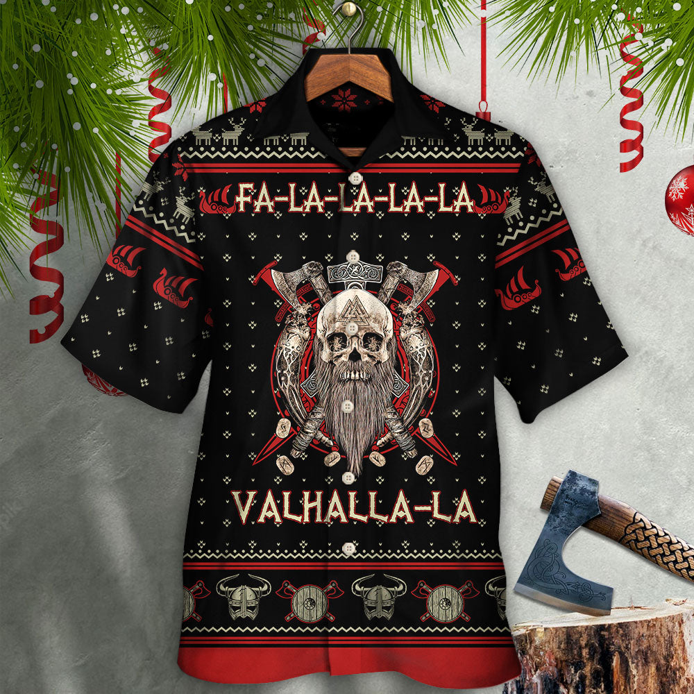 Viking Valhalla Black And Red Fa La La - Hawaiian Shirt - Reefox