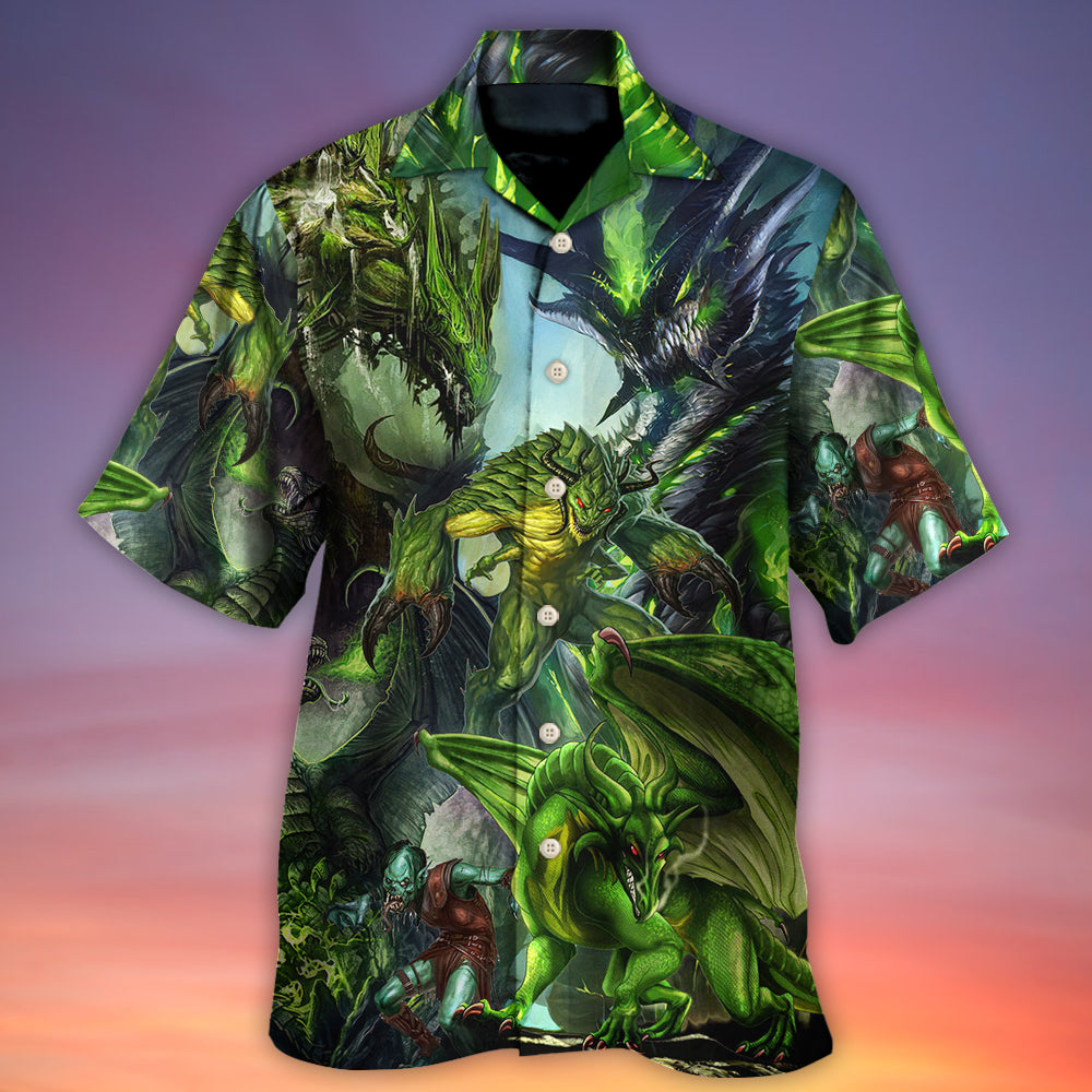 Dragon Green Skull Lover Art Style - Hawaiian Shirt - Reefox