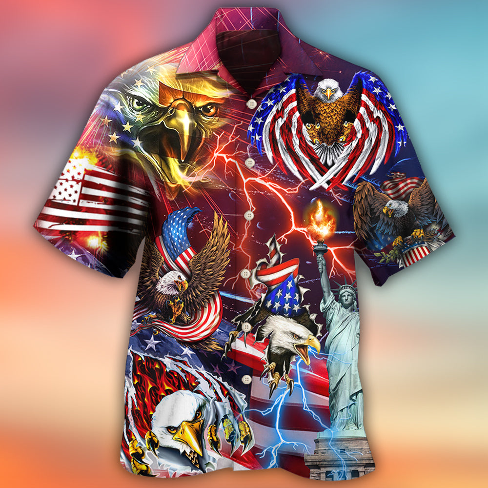 America Independence Day Eagle Lighting - Hawaiian Shirt - Reefox