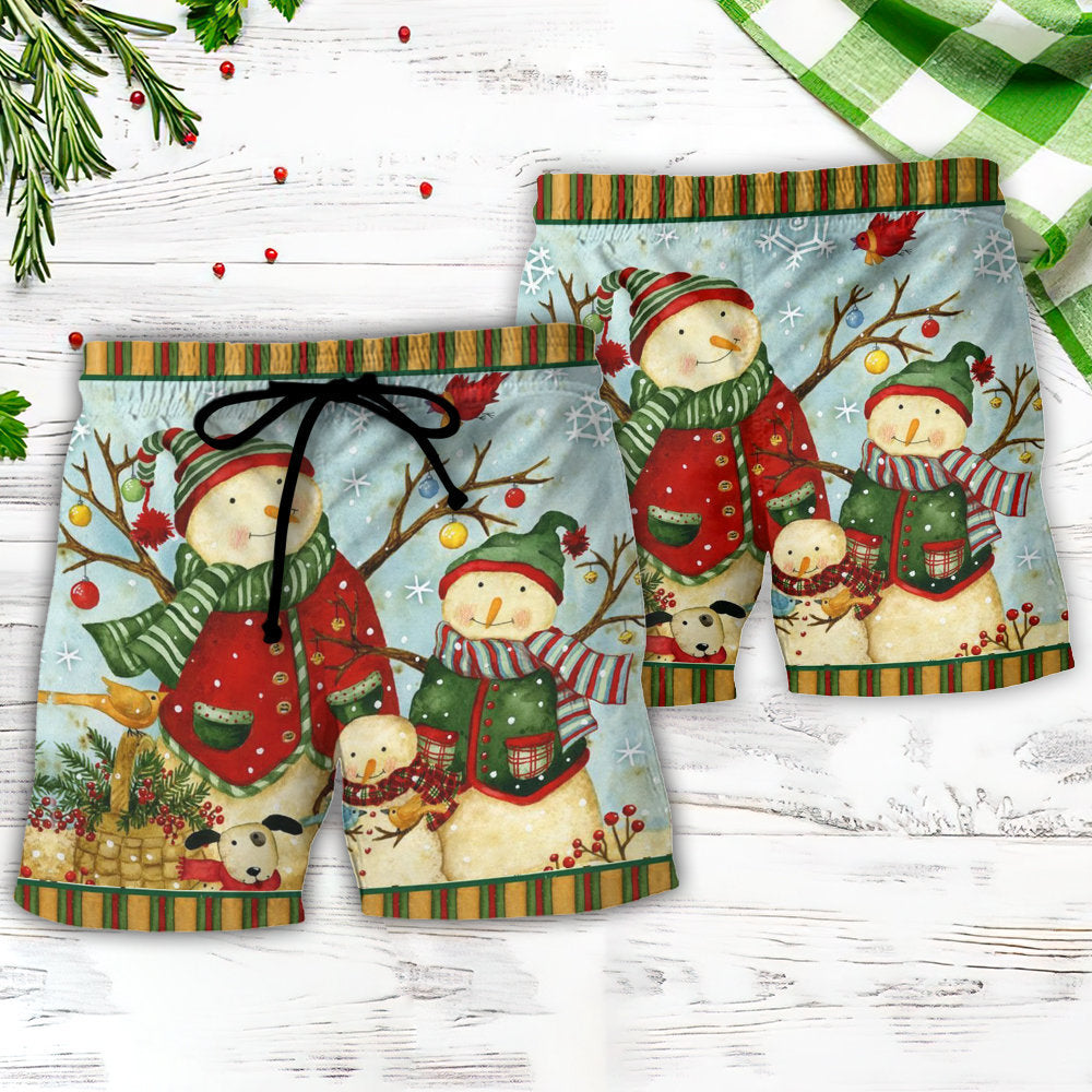 Christmas Cutie Snowman Happy Xmas - Beach Short Reefox - Owls Matrix LTD