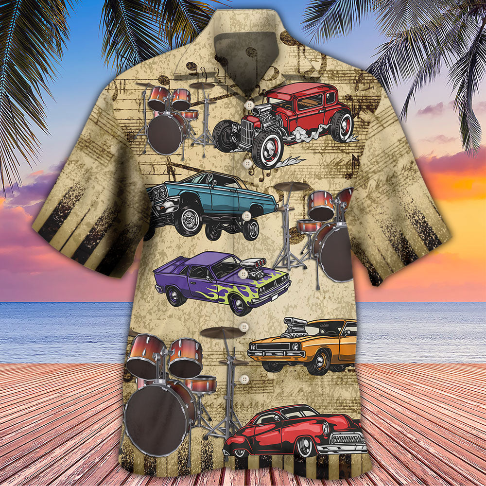 Car I Like Muscle Cars And Drums - Hawaiian Shirt - Reefox