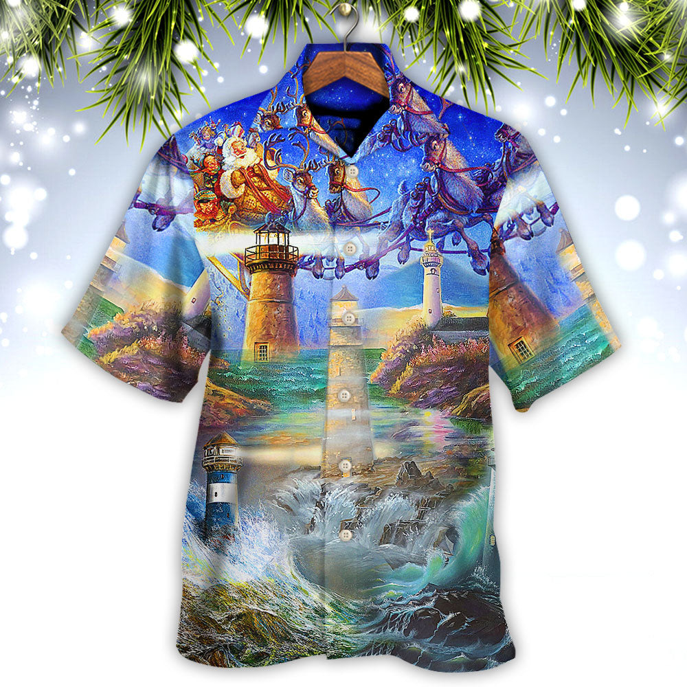 Lighthouse Christmas Shine Your Light In Storm And Darkness - Hawaiian Shirt - Reefox