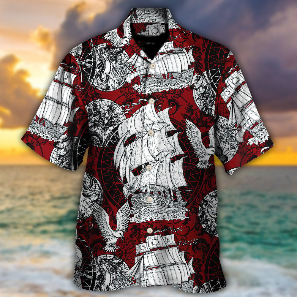 Sailing Ship Old Vintage Anchor Sea Life - Hawaiian Shirt - Reefox