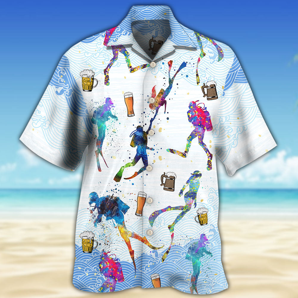 Diving I Like Beer And Diving - Hawaiian Shirt - Reefox