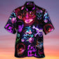 Skull Neon Art Happy Holiday - Hawaiian Shirt - Reefox