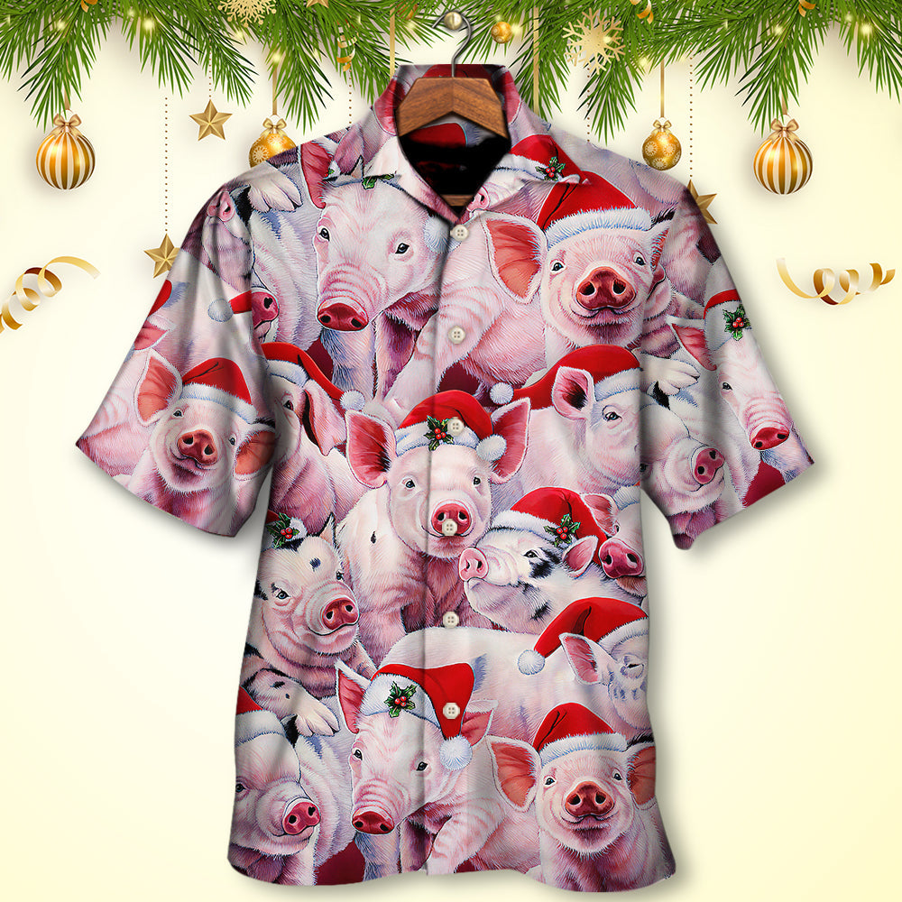 Christmas Piggies Funny Xmas Is Coming Art Style - Hawaiian Shirt - Reefox