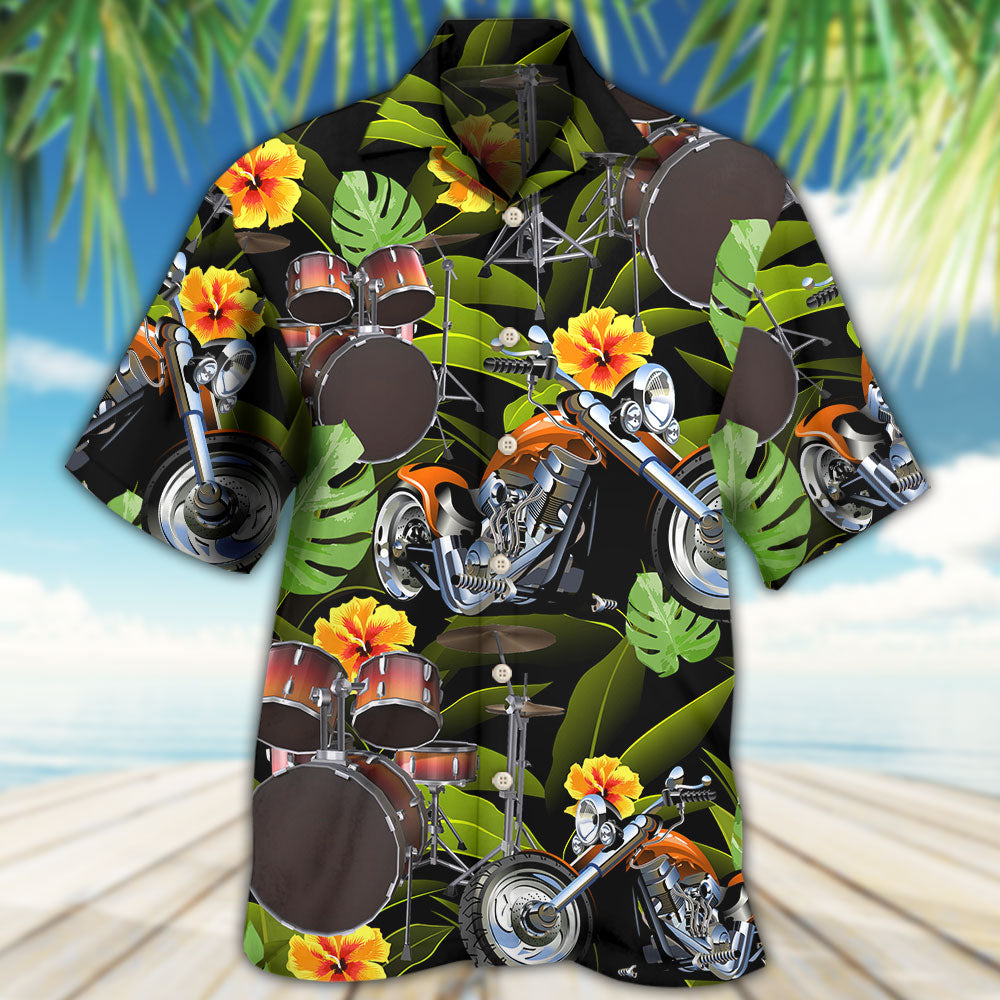 Drum Motorcycles I Like Motorcycles And Drums - Hawaiian Shirt - Reefox