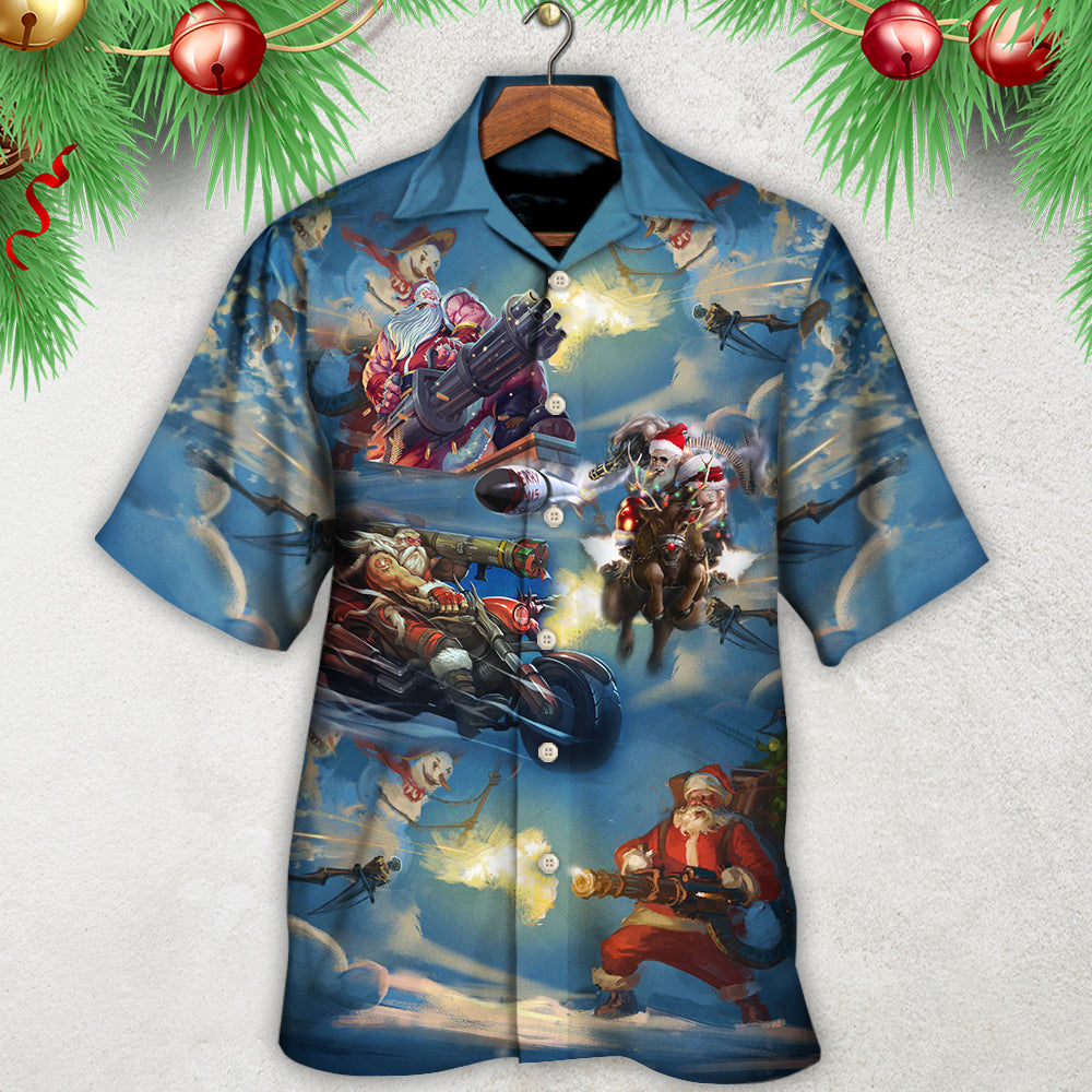 Christmas Santa Gun Fight In Xmas - Hawaiian Shirt - Reefox