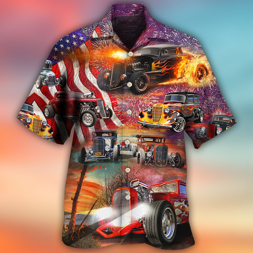 Hot Rod Independence Day Firework Happy - Hawaiian Shirt - Reefox