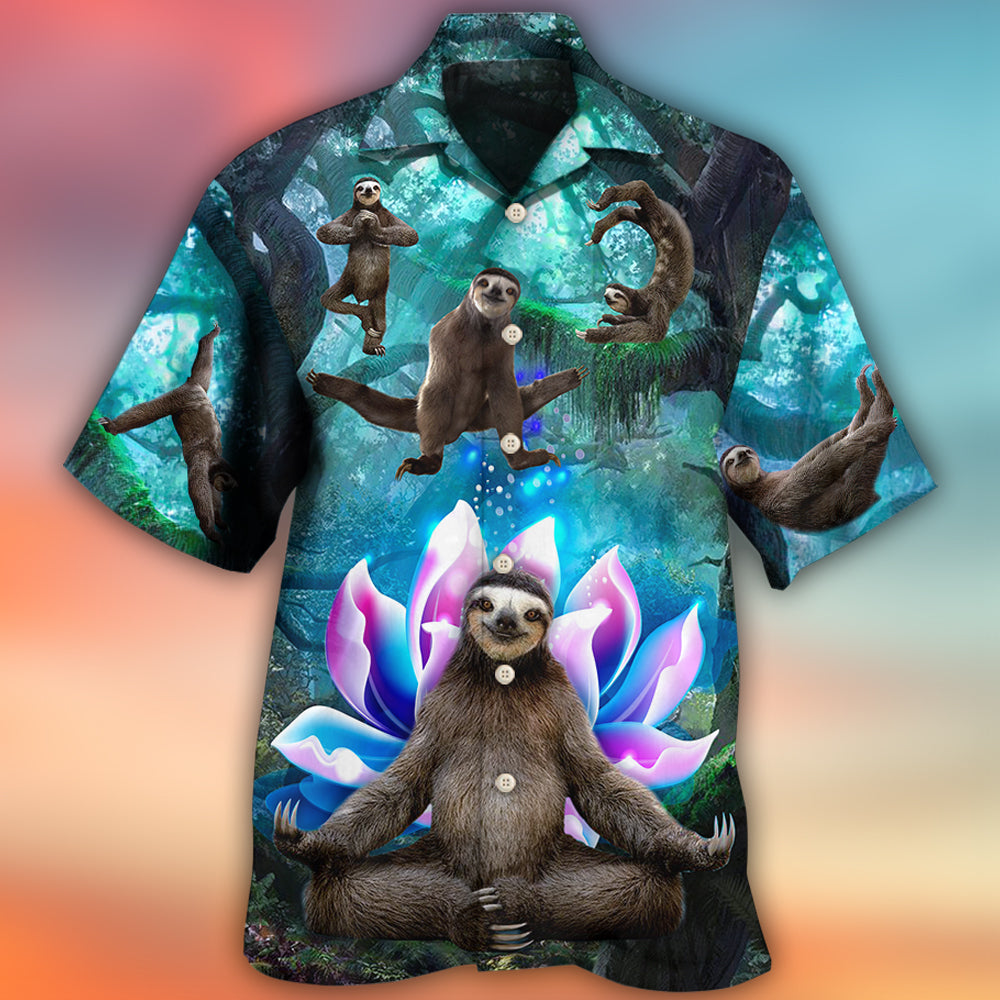 Sloth Yoga Pose On the Forest Lotus Flower - Hawaiian Shirt - Reefox