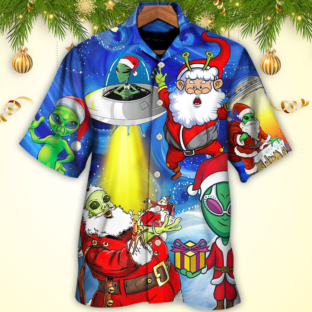 Christmas Santa Is An Alien Magic Night Funny - Hawaiian Shirt - Reefox