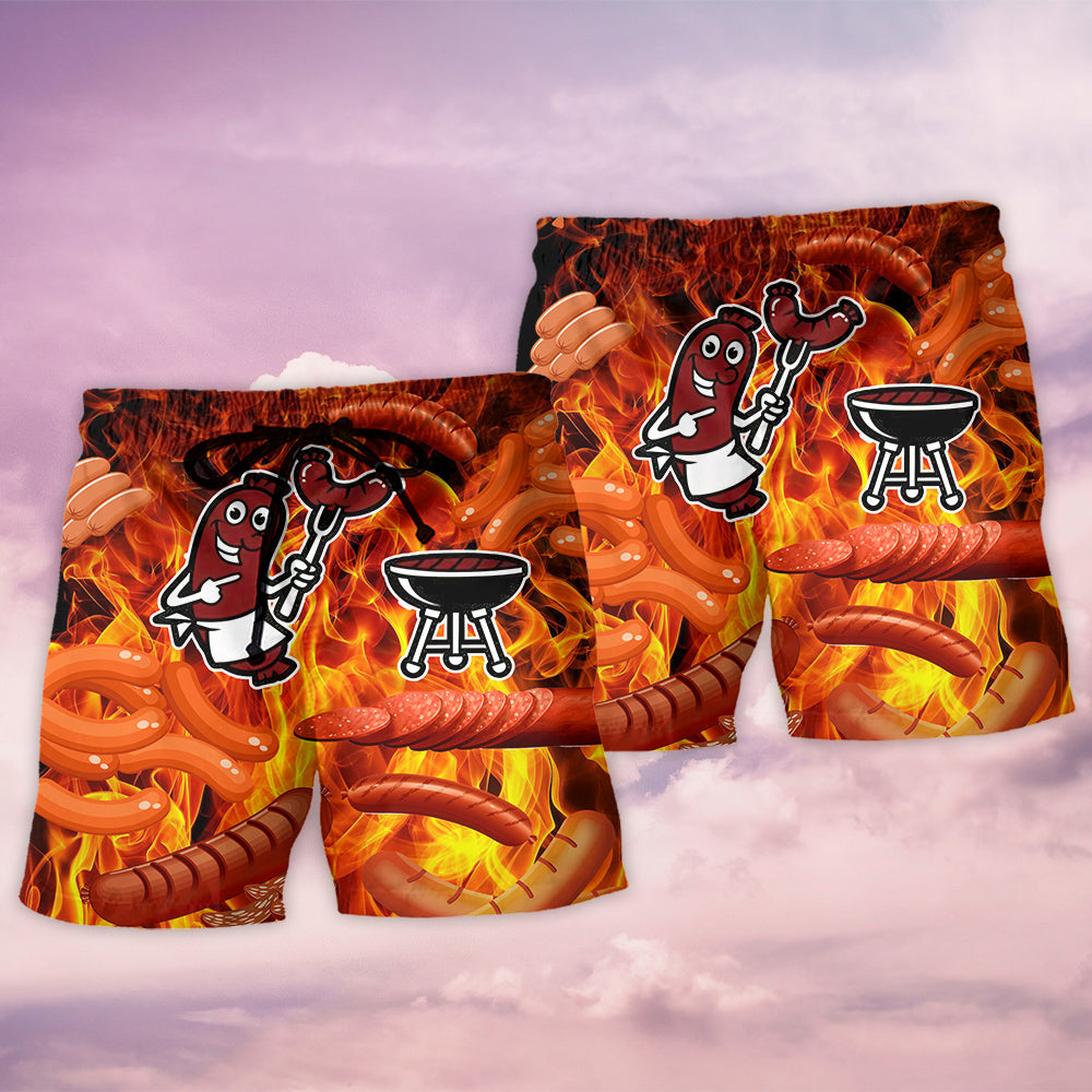 Food Sausage Once You Put My Meat - Beach Short Reefox - Owls Matrix LTD