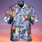 Christmas Santa Claus Riding Unicorn Snow Mountain Art Style - Hawaiian Shirt - Reefox