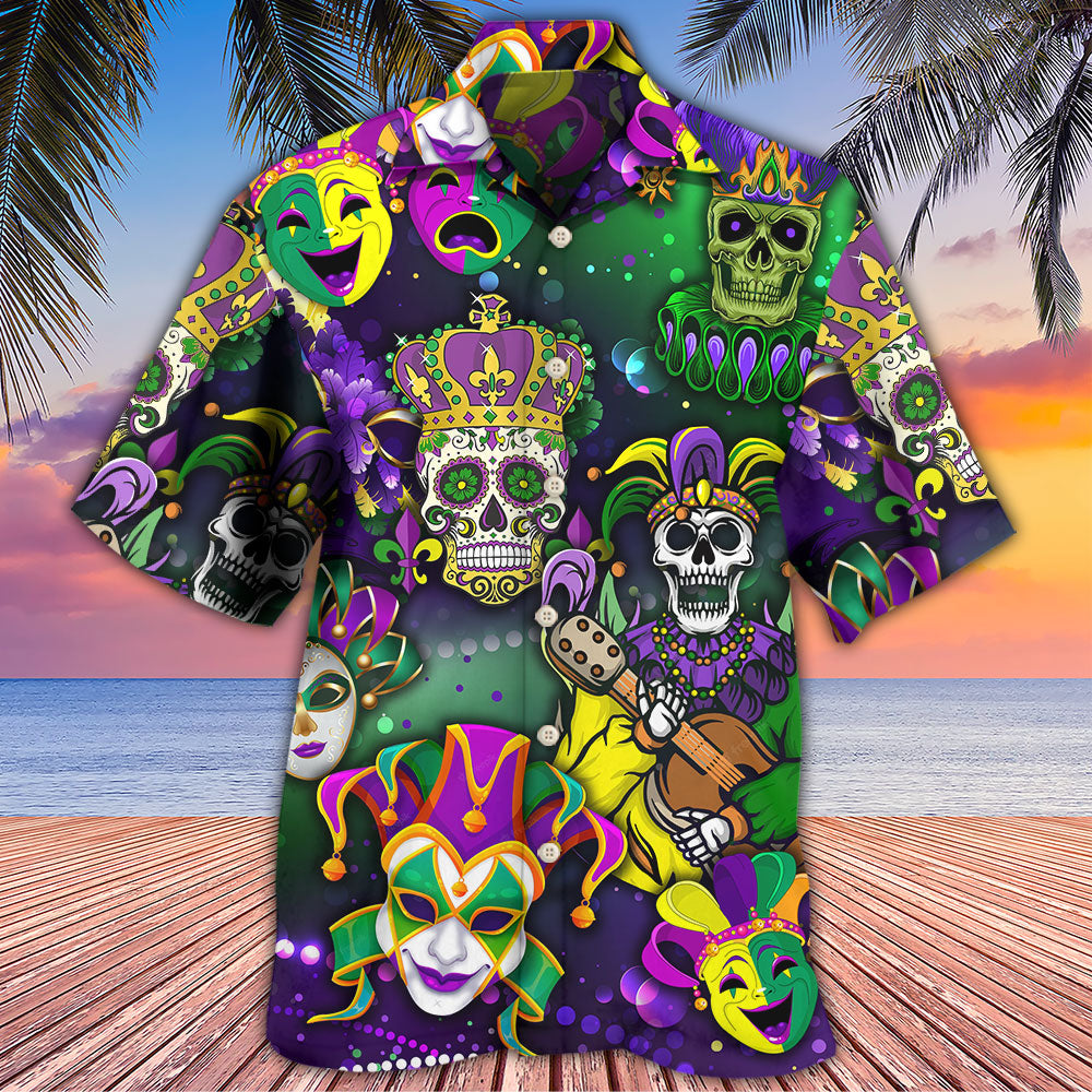 Mardi Gras Skull Art - Hawaiian Shirt - Reefox