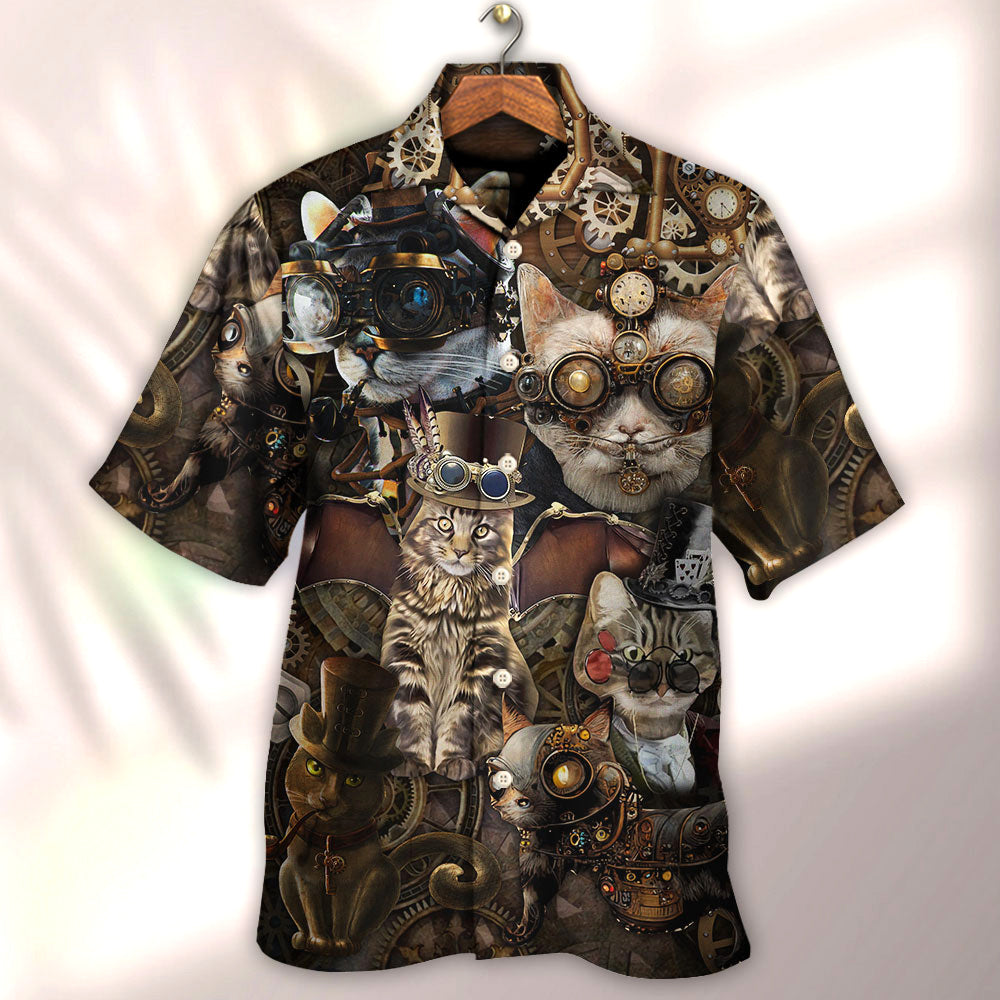 Cat Steampunk We're All Mad Here - Hawaiian Shirt - Reefox