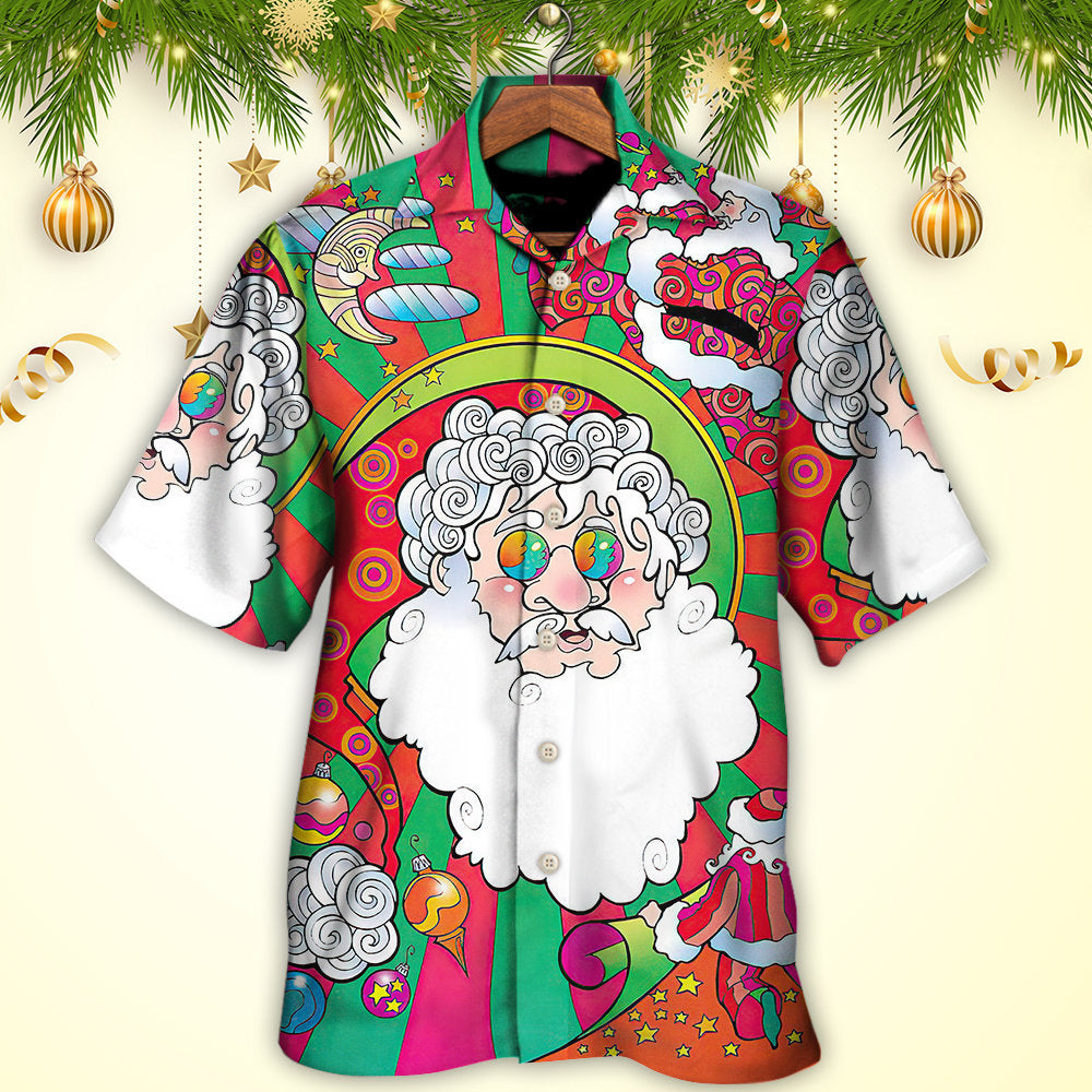 Christmas Santa Claus Psychedelic Colorful - Hawaiian Shirt - Reefox