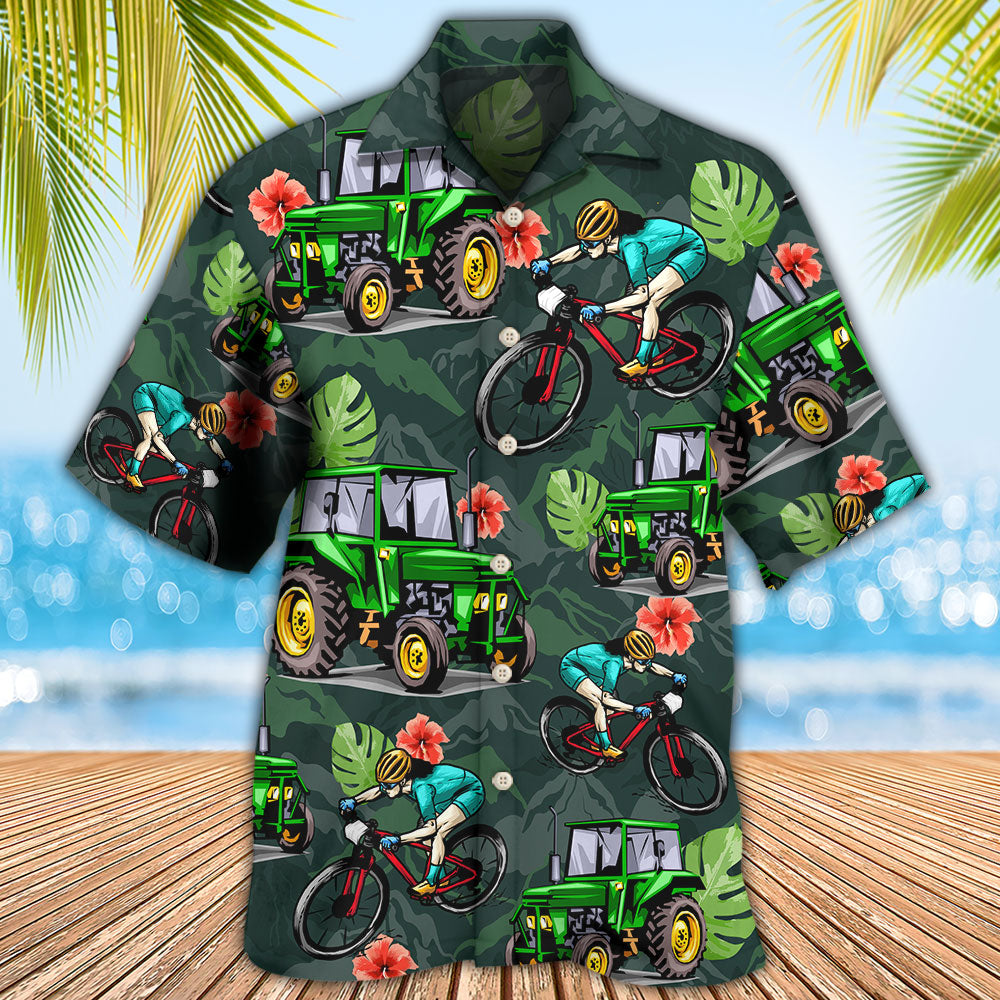 Tractor I Like Tractors And Moutain Biking - Hawaiian Shirt - Reefox