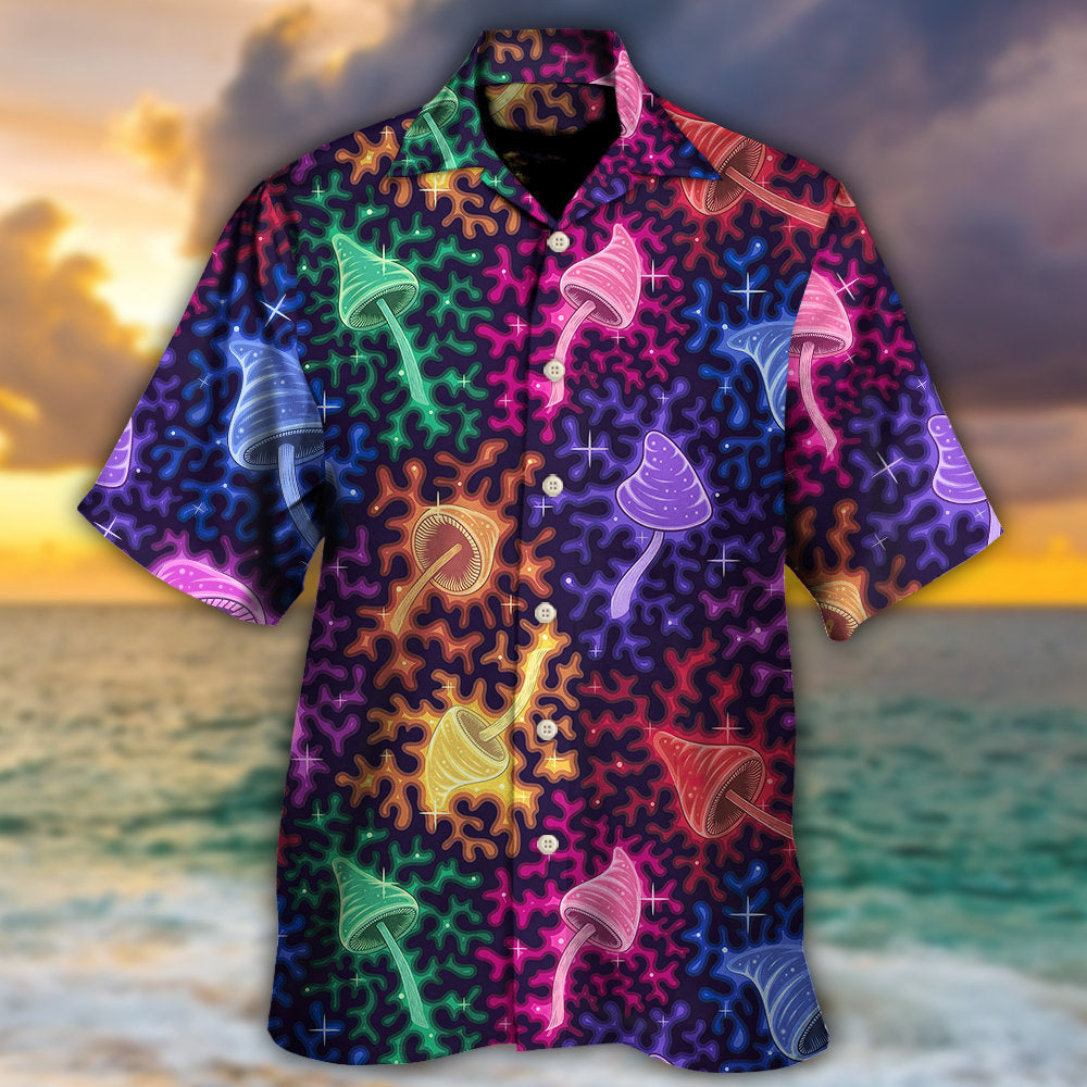 Mushroom Galaxy Rainbow Colorful Bright - Hawaiian Shirt - Reefox
