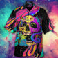 Skull And Moth Night Butterfly Neon Style - Hawaiian Shirt - Reefox