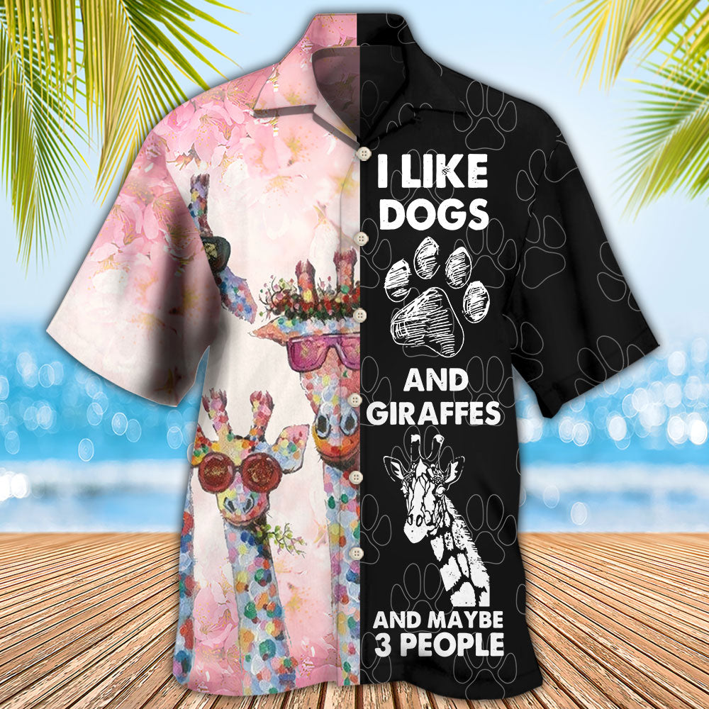 Giraffe Dog I Like Dogs And Giraffes - Hawaiian Shirt - Reefox