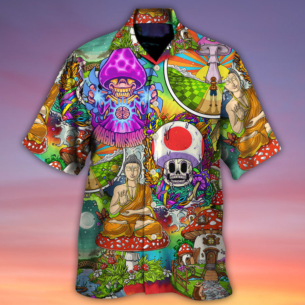 Hippie Mushroom Peace Colorful Let It Be - Hawaiian Shirt - Reefox