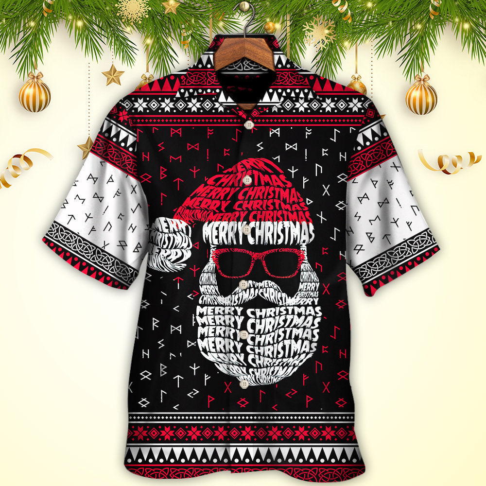 Christmas Santa Claus Retro Viking Pattern - Hawaiian Shirt - Reefox