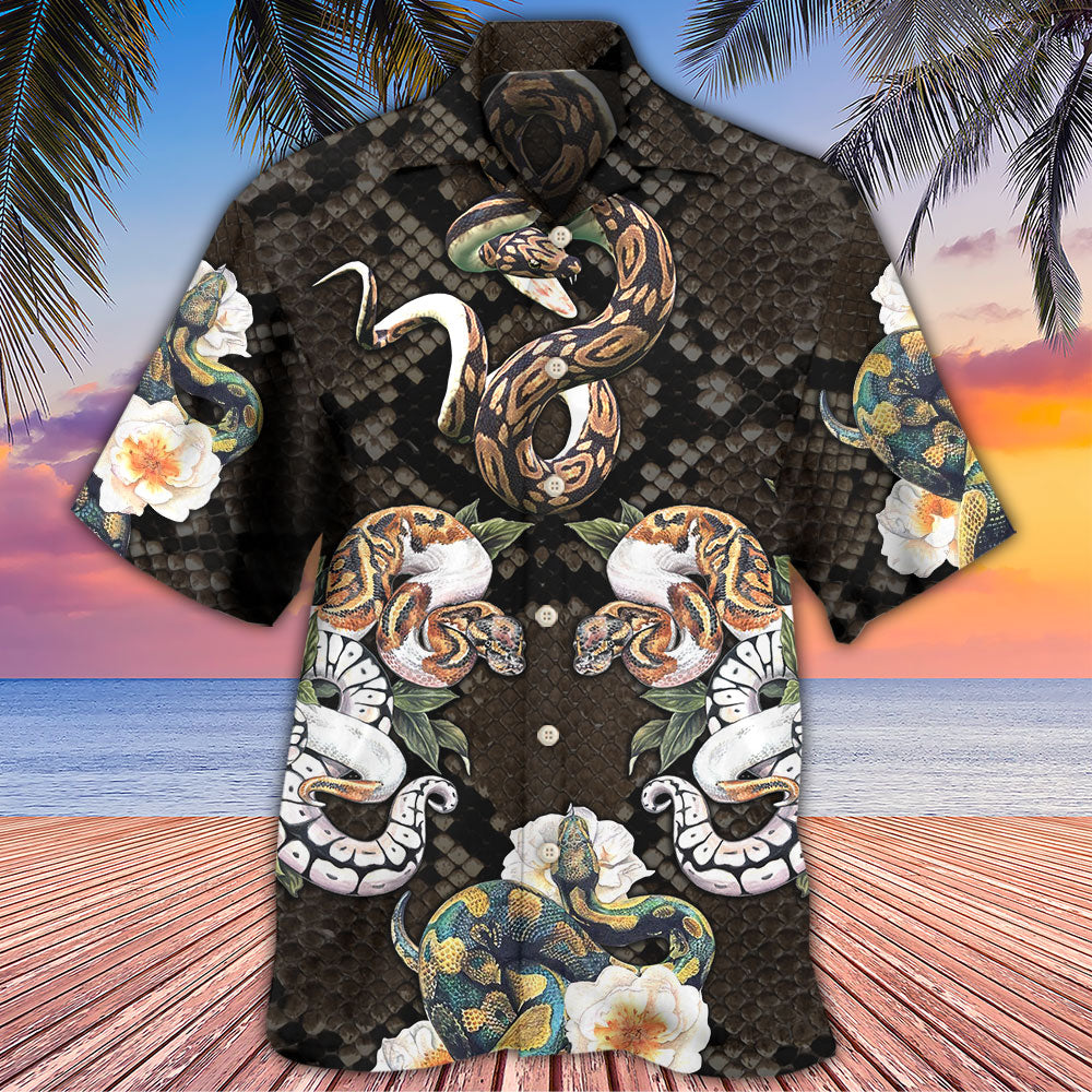 Snake Ball Python Flower Tropical - Hawaiian Shirt - Reefox