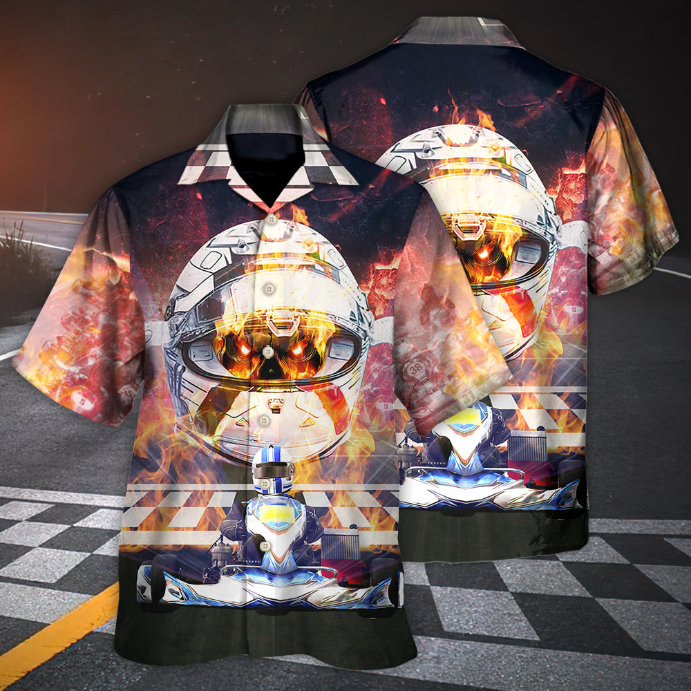 Kart Racing Skull Fire Faster And Faster - Hawaiian Shirt - Reefox