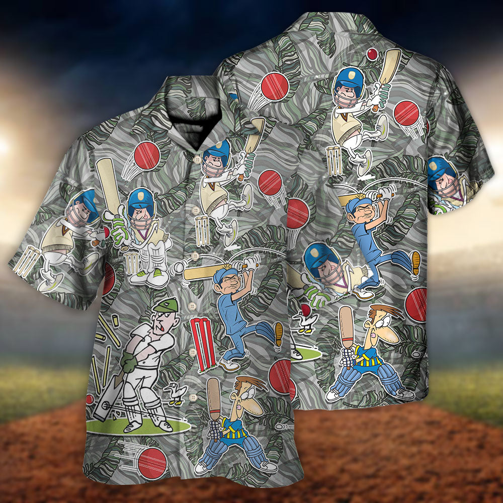 Cricket Sport Cricket Lover Tropical Leaf Art - Hawaiian Shirt - Reefox