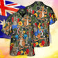 Kangaroo Boxing Tropical Vibe Funny Art - Hawaiian Shirt - Reefox