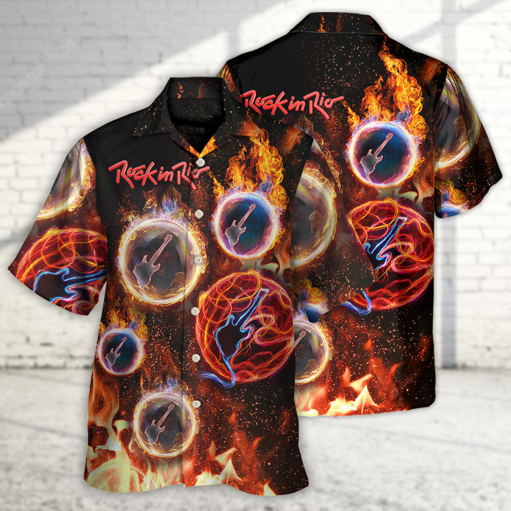 Rock In Rio With Fire Music Lover Amazing Style - Hawaiian Shirt - Reefox
