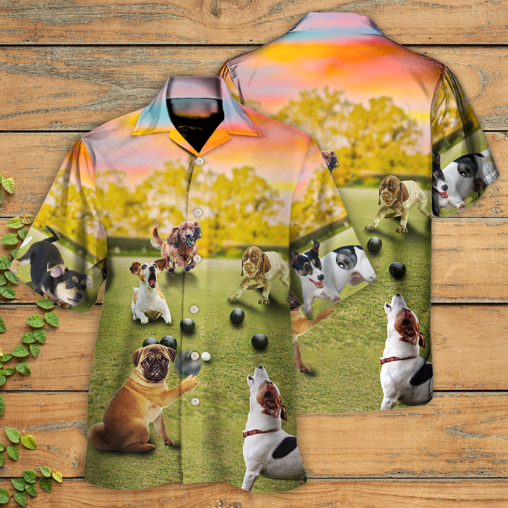Lawn Bowling Dog Play In Yard - Hawaiian Shirt - Reefox
