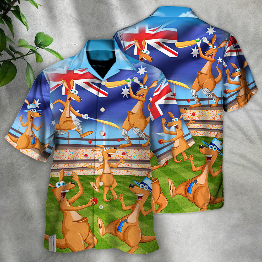 Cricket Kangaroo Play Cricket Funny We Love Cricket - Hawaiian Shirt - Reefox