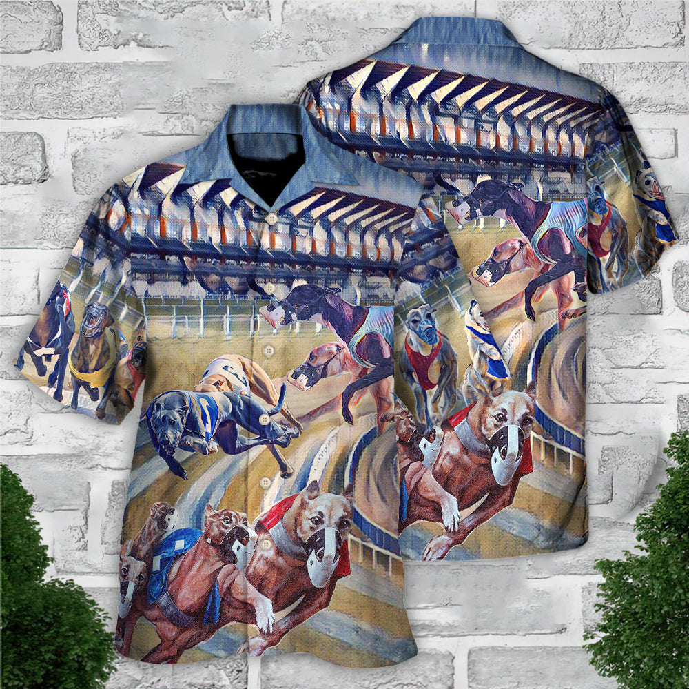Dog Racing Art Print We Love Dog Racing Greyhound - Hawaiian Shirt - Reefox