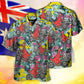 Kangaroo And Koala Ride Cycling Flower Art - Hawaiian Shirt - Reefox