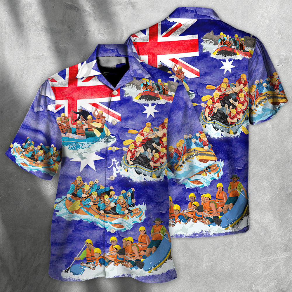 Water Rafting River Rafting Team Funny Lover Australia Flag Vintage Art Style - Hawaiian Shirt - Reefox