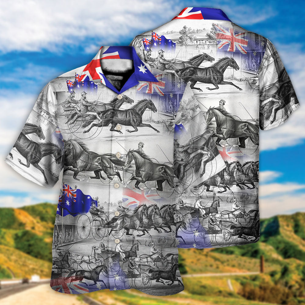 Harness Racing Horse Racing Australia Flag - Hawaiian Shirt - Reefox