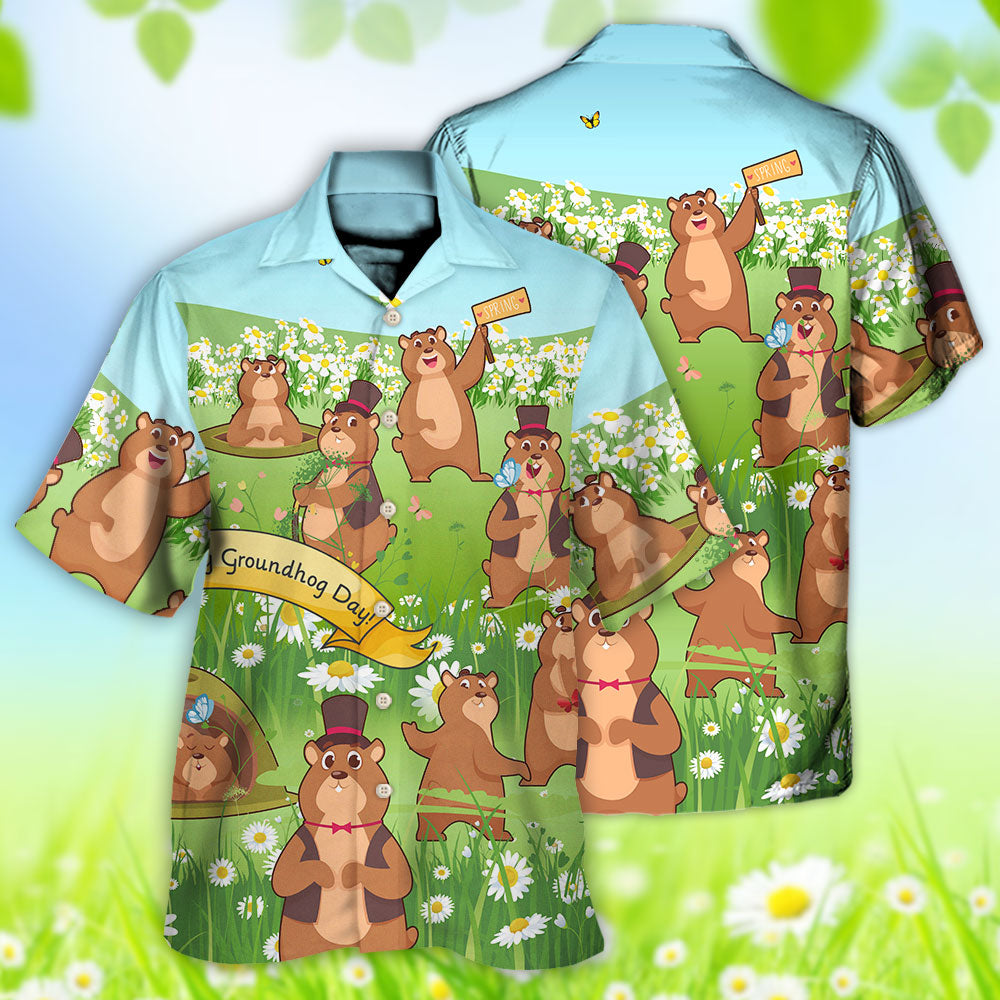 Groundhog Day Grass Flowers - Hawaiian Shirt - Reefox