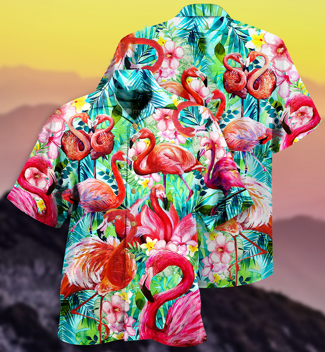 Flamingo Love Pink - Hawaiian Shirt - Reefox