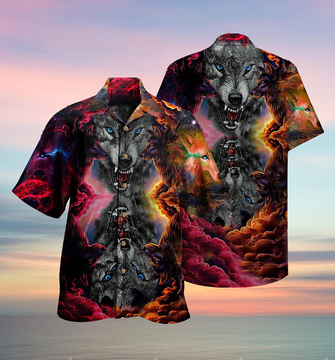 Wolf Loves Darkness Love Galaxy Sky - Hawaiian Shirt - Reefox