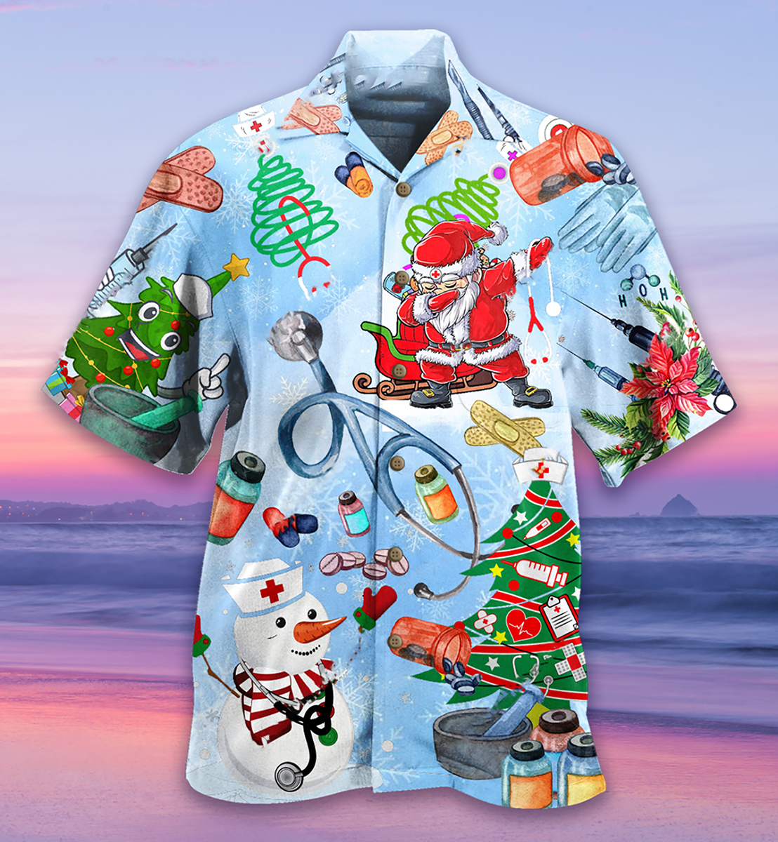 Nurse Love Xmas Tree - Hawaiian Shirt - Reefox