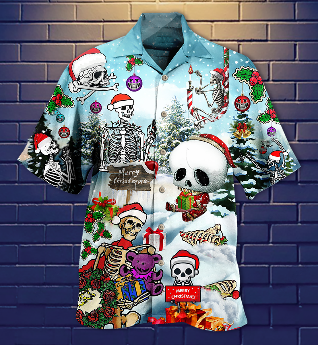 Skull Xmas Snow - Hawaiian Shirt - Reefox