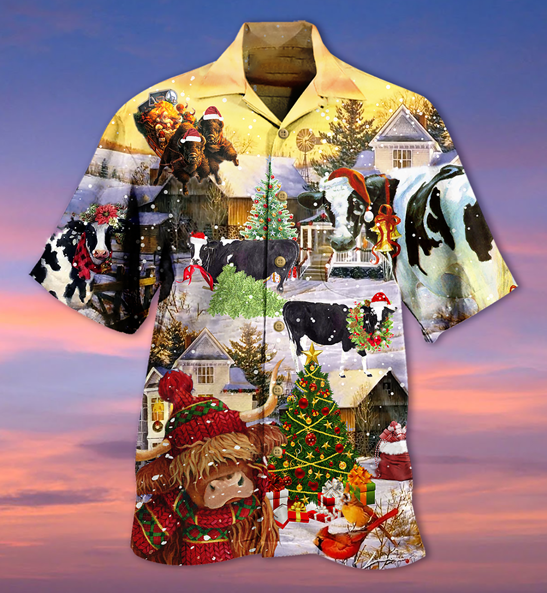 Cow Christmas Love Animals Love - Hawaiian Shirt - Reefox